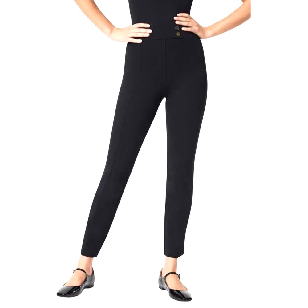 Spanx The Perfect Pull On Button Tapered Ankle Ponte Pants 20777R Black Medium
